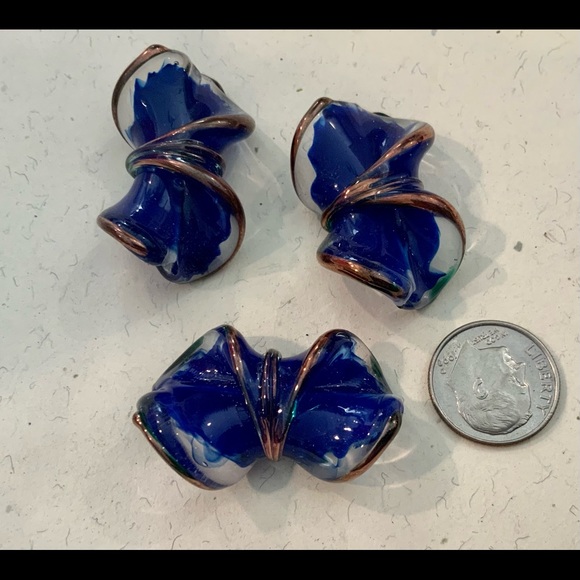 - 3 artisan made lamp work large glass pendants/beads - Picture 4 of 5